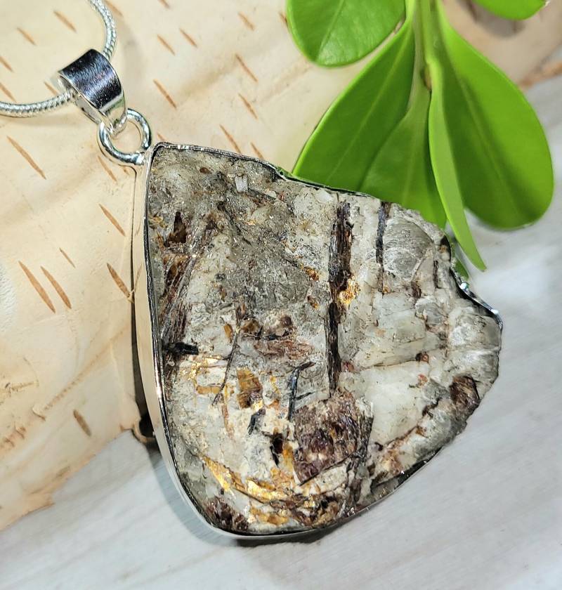Natürliche Hohe Aaa Grade Astrophyllit Birne Druzy Handmade .925 Sterling Silber Anhänger 21 Gramm 1 7/8 "x 3/8" Ej04 von EarthStonzCo