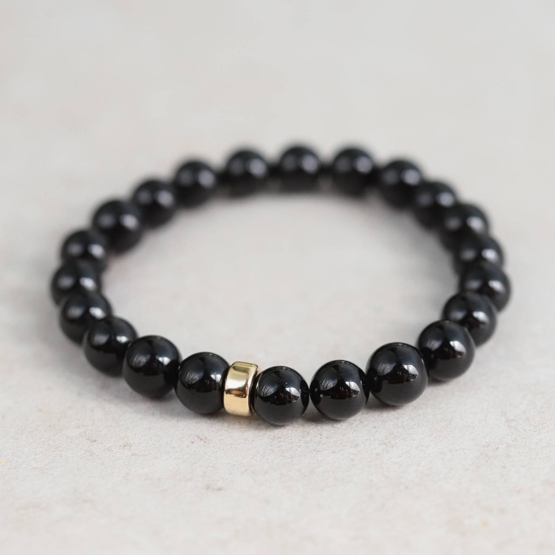 14K Gold Armband Aus Schwarzer Turmalin 4 Mm, 6 Mm Oder 8 | [Ebbm2032] Das Wurzelchakra Erden Schutz von EarthlyAbundanceGems