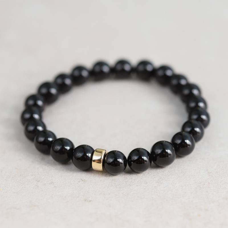 14K Gold Armband Aus Schwarzer Turmalin 4 Mm, 6 Mm Oder 8 | [Ebbm2032] Das Wurzelchakra Erden Schutz von EarthlyAbundanceGems