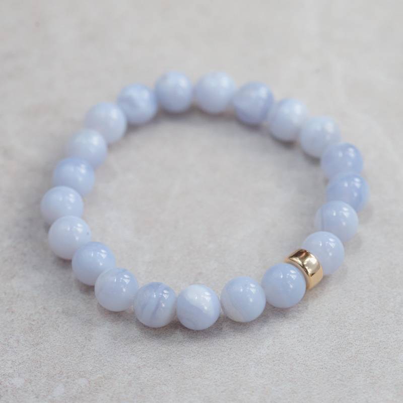 14K Gold Blaue Spitze Achat Armband | Seltener Blauer Spitzenachat Von Bester Qualität [Ebbm1561 Blaues Spitzen 8 Mm Blauer von EarthlyAbundanceGems