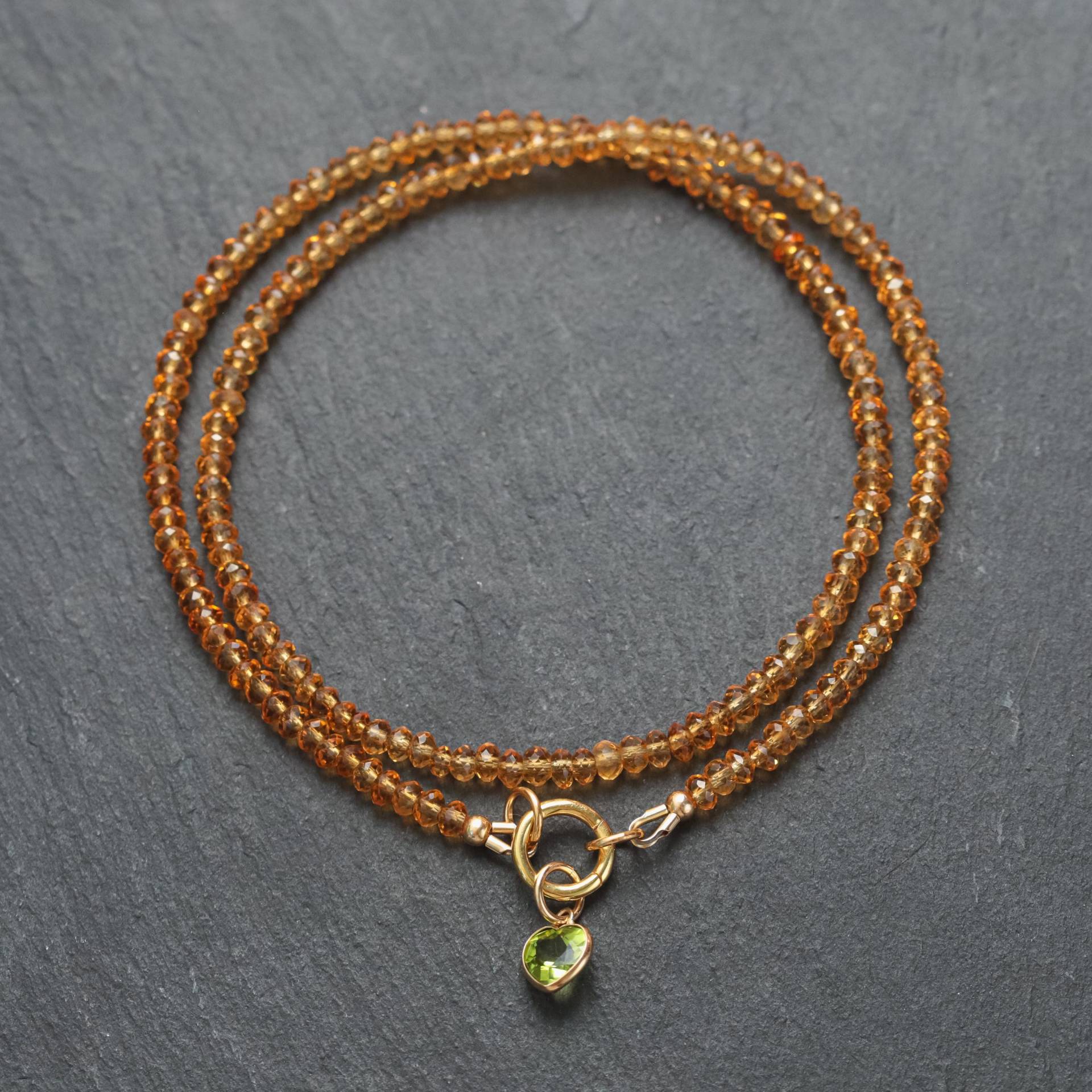 14K Gold Citrin + Peridot Halskette 3.5 Mm | Echte Gold [Encp2022] von EarthlyAbundanceGems