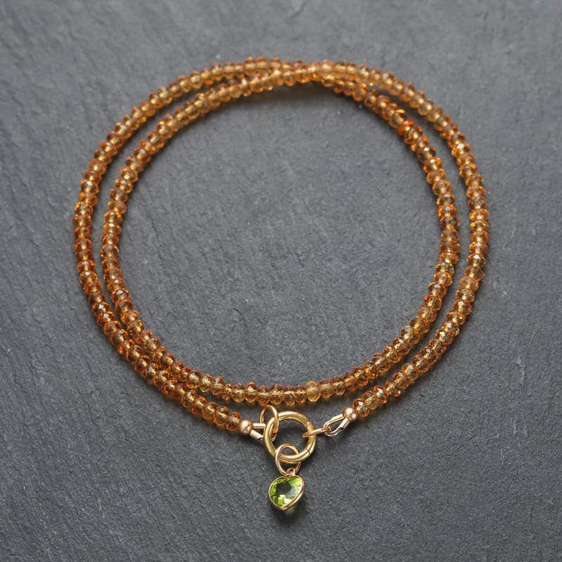 14K Gold Citrin + Peridot Halskette 3.5 Mm | Echte Gold [Encp2022] von EarthlyAbundanceGems