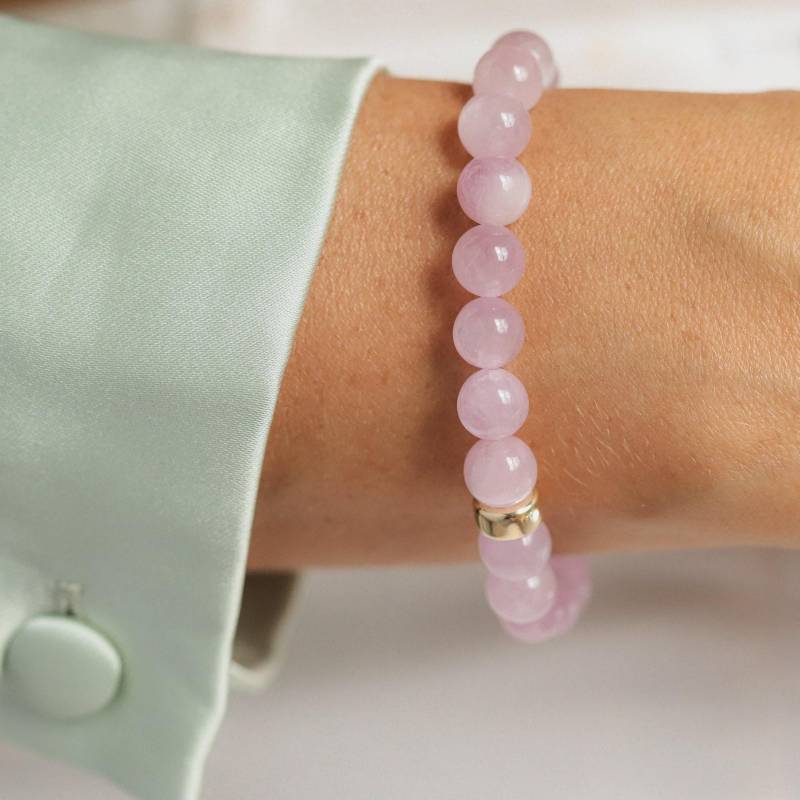 14K Gold Kunzit Armband 8 Mm | Natürlicher Echter [Ebkm1122] Edelstein Aaaa+ Rosa von EarthlyAbundanceGems