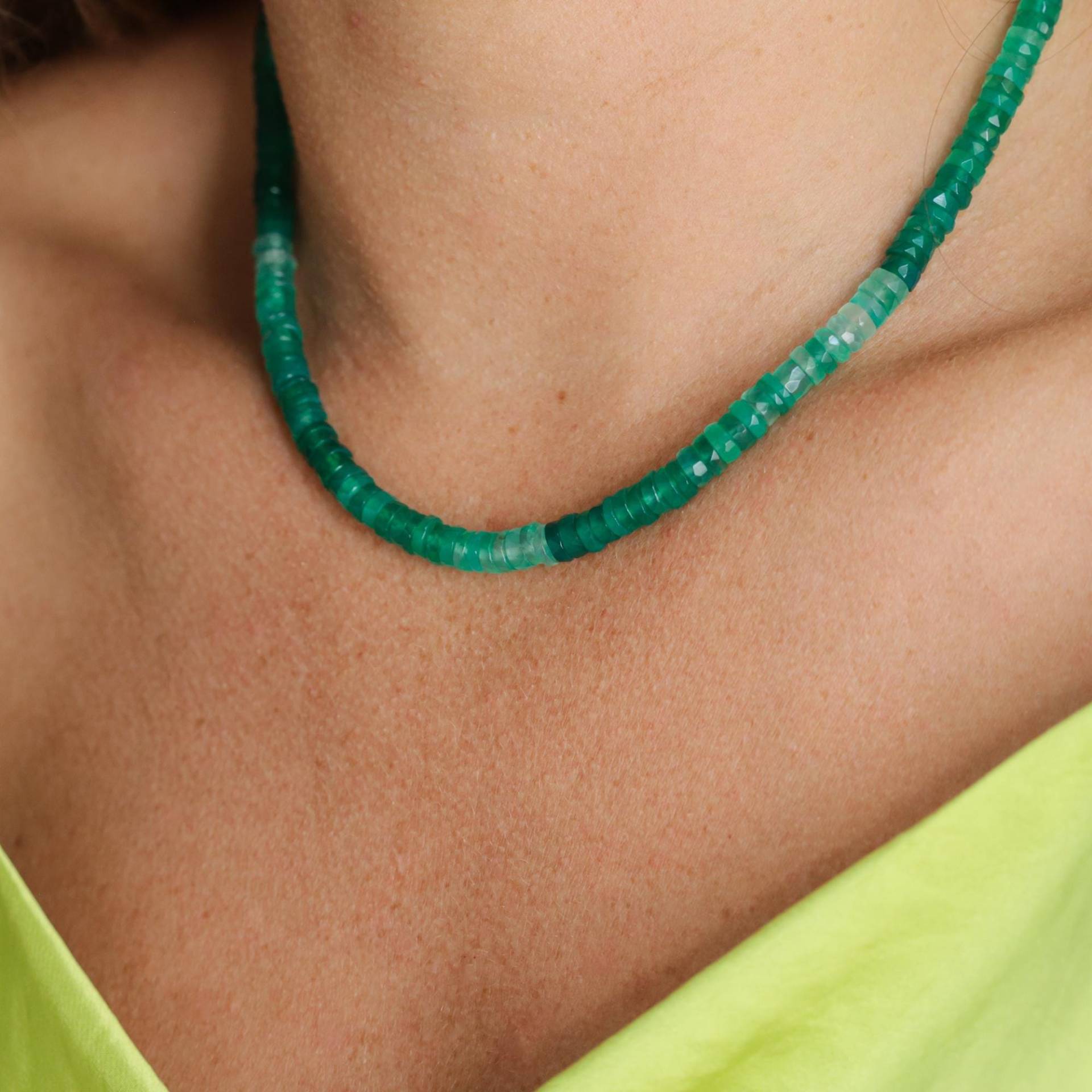 Grüne Onyx Halskette | Perlen Grüner [Engp1085] Edelstein Schmuck, Natürlicher von EarthlyAbundanceGems