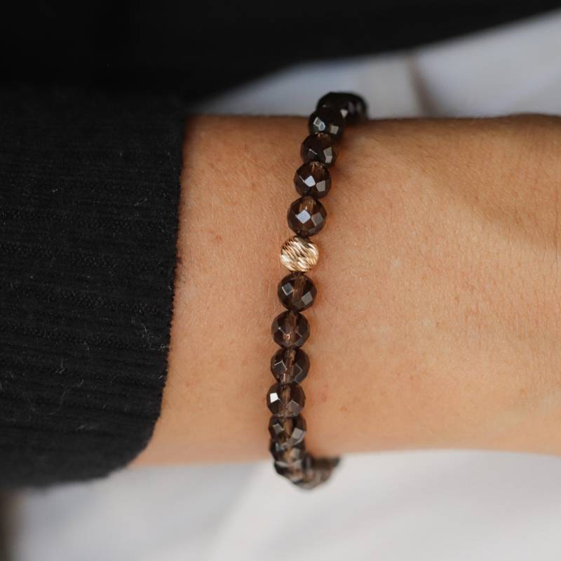Massives 14K Gold Rauchquarz Armband | Facettierter Erdet Das Wurzelchakra, Zierliche Rauchquarze #multicut von EarthlyAbundanceGems