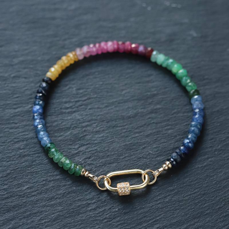 4, 5 Mm Multi Saphir Armband-Rubin Smaragd Edelstein Armband-Edelstein Armband-Multi Schmuck-Gelber Saphir-Geburtsstein von EarthlyAbundanceGems