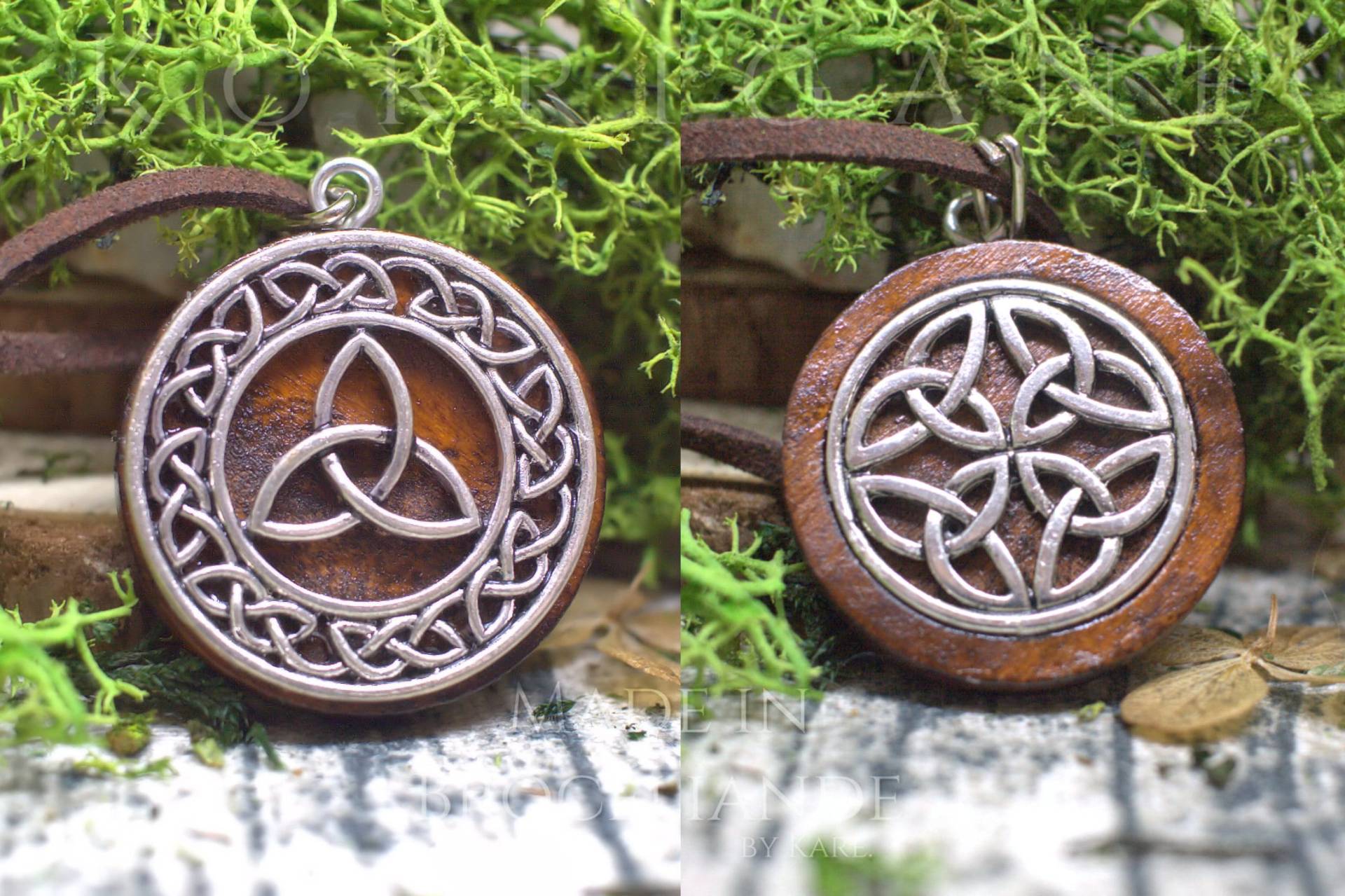 Celtic Protection Amulet "Triketra" - Necklace Pendant Triquetra Knots Wood Brass Triple Goddess Pagan Wicca Saint Patrick Celtic Protection Amulet "Triketra" - Necklace Pendant Triquetra Knots Wood Brass Triple Goddess Pagan Wicca Saint Patrick von EarthlyMoonCrafts