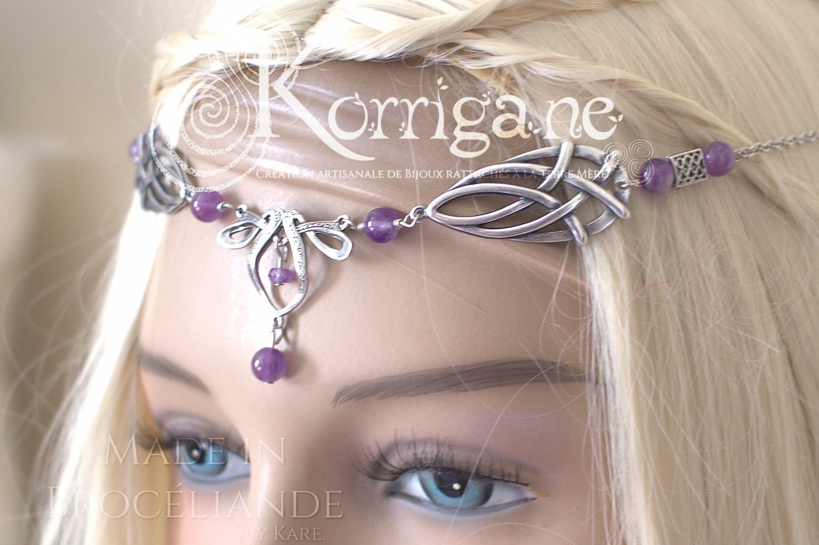 Erin Circlet - Amethyst Filled Sterling Silver Celtic Elf Faery Tiara Can Be Wear As A Necklace Erin Circlet - Amethyst Filled Sterling Silver Celtic Elf Faery Tiara Can Be Wear As A Necklace von EarthlyMoonCrafts