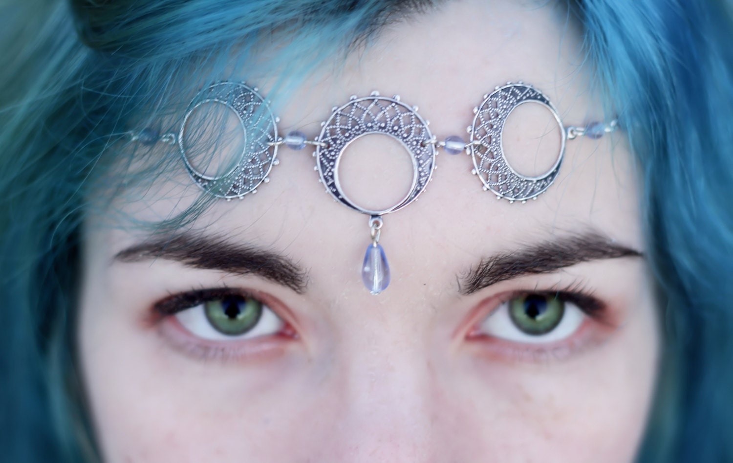 Triple Moon Goddess Faery Wicca Circlet Tiara - Choose Your Bead Color Crown Triple Moon Goddess Faery Wicca Circlet Tiara - Choose Your Bead Color Crown von EarthlyMoonCrafts