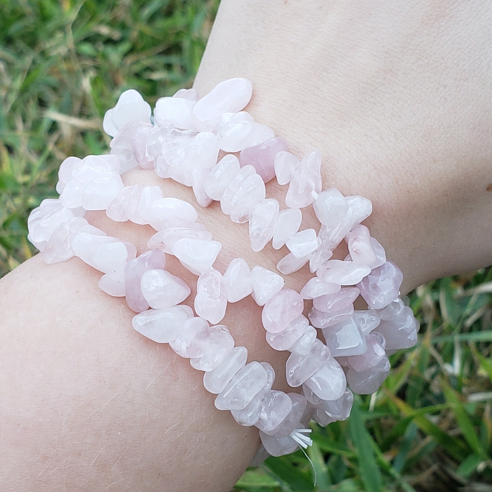 Rosenquarz Kristall Chip Armband Natürliche Edelstein Heilende Energie Rosenquarz Kristall Chip Armband Natürliche Edelstein Heilende Energie von EarthsRocks