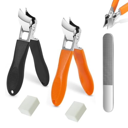 EasPowest Schräger Nagelknipser mit weiter Backenöffnung, Spritzfreier Nagelknipser für Männer, Orange, Edelstahl, Modern, 2 Pcs von EasPowest