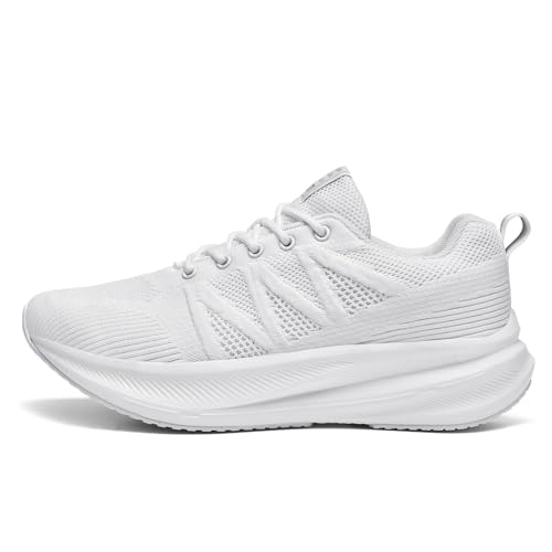 EaseWalk Laufschuhe Damen Herren Sportschuhe Turnschuhe mit Dicker Sohle Outdoor Fitness Gym Sneaker White 38 von EaseWalk