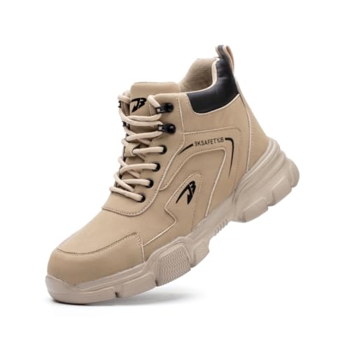 EaseWalk Sicherheitsschuhe Herren Damen Arbeitsschuhe Arbeitsstiefel Leicht Stahlkappenschuhe Sportlich rutschfest Schutzschuhe khaki41 von EaseWalk