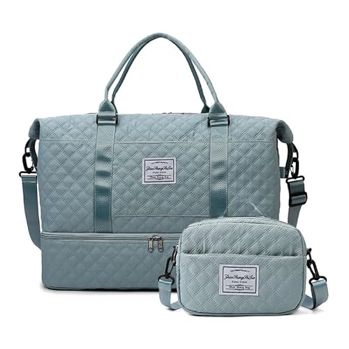 EaseWalk Sporttasche Damen mit Schuhfach 52x32x25 Schwimmtasche Wasserdicht Weekender Bag Handgepäck Tasche Travel Duffle Bag Fitnesstasche Trainingstasche Gymbag Women mit Kosmetiktasche Blue von EaseWalk