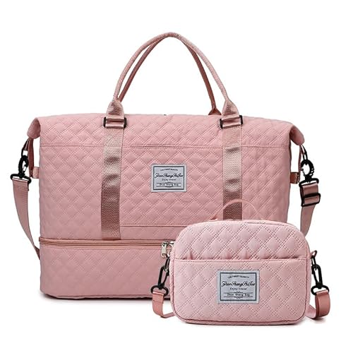 EaseWalk Sporttasche Damen mit Schuhfach 52x32x25 Schwimmtasche Wasserdicht Weekender Bag Handgepäck Tasche Travel Duffle Bag Fitnesstasche Trainingstasche Gymbag Women mit Kosmetiktasche Pink von EaseWalk