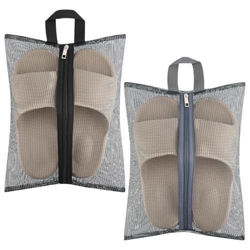 Easecos 2 Stück Schuhbeutel für Reisen, Netzstoff, atmungsaktiv, Sneaker-Tasche, tragbarer Schuh-Organizer mit Griff für Reisen, Fitnessstudio, Sport, wiederverwendbare Reißverschlusstasche für Damen Easecos 2 Stück Schuhbeutel für Reisen, Netzstoff, atmungsaktiv, Sneaker-Tasche, tragbarer Schuh-Organizer mit Griff für Reisen, Fitnessstudio, Sport, wiederverwendbare Reißverschlusstasche für Damen von Easecos