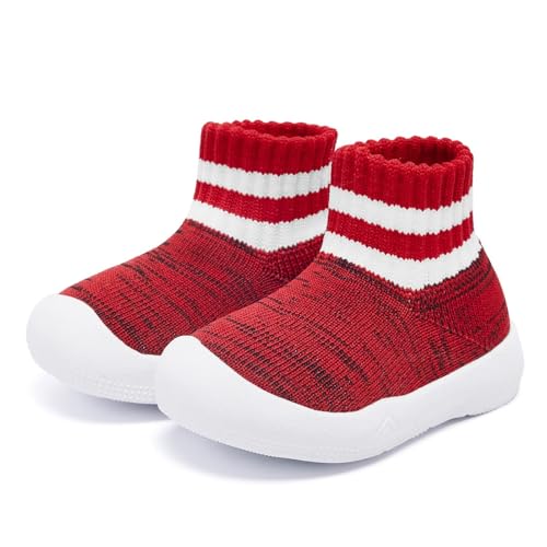 Eashi Baby Wanderschuhe rutschfest Baby Schuhe Atmungsaktiv Warm Elastisch mit Memory-Sohle zum Schutz der Zehen Outdoor Turnschuhe, BQ Hong, 15-18 mesi von Eashi