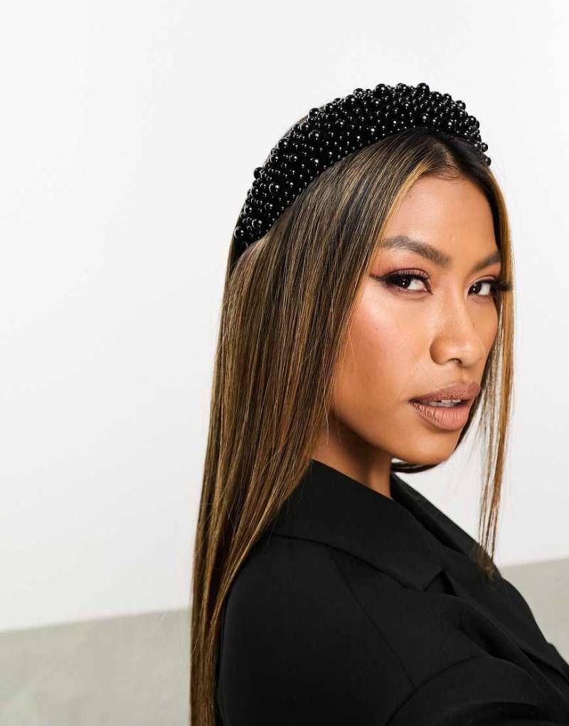Easilocks - Oversize-Haarreif in Schwarz mit Perlendesign, exklusiv bei ASOS von Easilocks