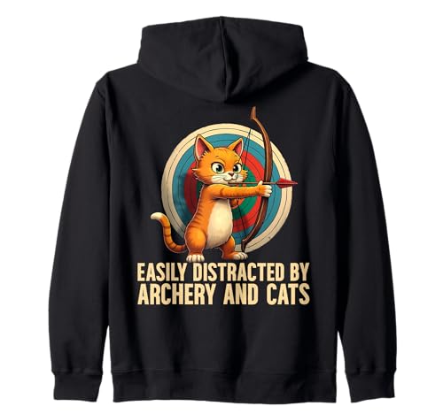 Leicht abgelenkt durch Bogenschießen und Katzenliebhaber, Frauen und Kinder Kapuzenjacke von Easily Distracted By Archery And Cats For Kids