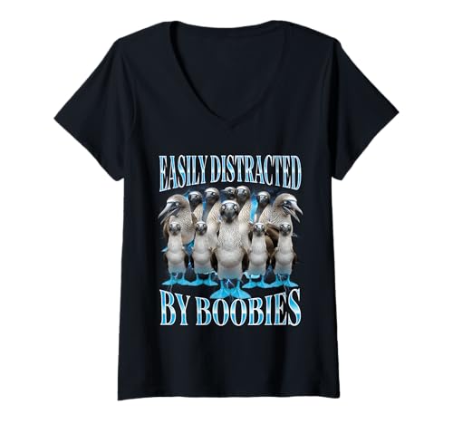 Damen Leicht abgelenkt von Boobies Booby Bird Funny Bootleg T-Shirt mit V-Ausschnitt Damen Leicht abgelenkt von Boobies Booby Bird Funny Bootleg T-Shirt mit V-Ausschnitt von Easily Distracted By Birds