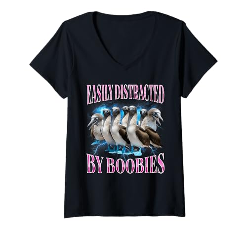 Damen Easily Distracted by Boobies Funny T-Shirt mit V-Ausschnitt Damen Easily Distracted by Boobies Funny T-Shirt mit V-Ausschnitt von Easily Distracted By Boobies Funny