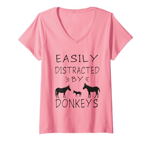 Damen Easily Distracted by Donkeys Humor Zitat Esel T-Shirt mit V-Ausschnitt Damen Easily Distracted by Donkeys Humor Zitat Esel T-Shirt mit V-Ausschnitt von Easily Distracted By Donkeys