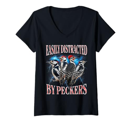 Damen Easily Distracted by Peckers Funny T-Shirt mit V-Ausschnitt Damen Easily Distracted by Peckers Funny T-Shirt mit V-Ausschnitt von Easily Distracted By Peckers Funny