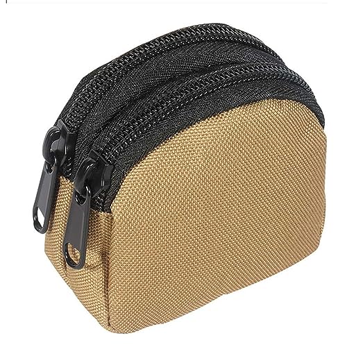 Mini Coin Pouch Change Holder, Outdoor Tactical Wallet Nylon Waist Bag for Men, Multifunctional Coin Purse Cash Holder Money Pouch, Small Change Bag with Two Zipper Compartments, khaki, Einheitsgröße, von Easnea