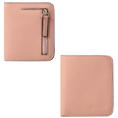 East Rain RFID Bunte PU Leder Frauen Reißverschluss Brieftasche Kartenhalter (8 Farben Option), Helles Pink, Minimalistisch von East Rain