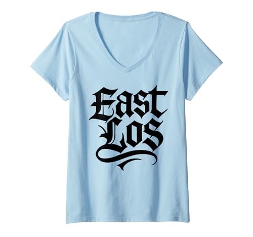 Damen East LA Boyle Heights East Los Angeles City Terrace im Retrostil T-Shirt mit V-Ausschnitt Damen East LA Boyle Heights East Los Angeles City Terrace im Retrostil T-Shirt mit V-Ausschnitt von East Side Apparel Co