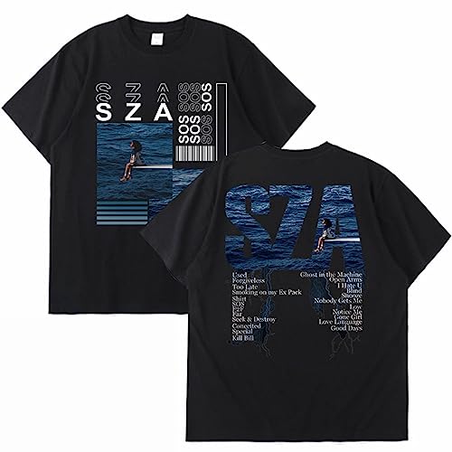 2023 Neue Musik Album SOS SZA Grafik Druck T-Shirt Männer Frauen Mode Vintage T-Shirts Hip Hop Harajuku T Shirt Tops Black,M von East-hai-buy