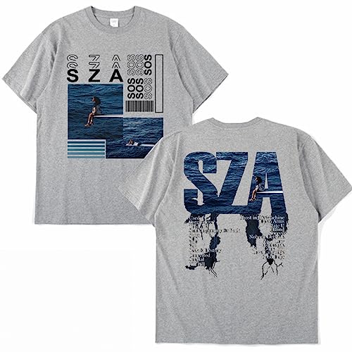 2023 Neue Musik Album SOS SZA Grafik Druck T-Shirt Männer Frauen Mode Vintage T-Shirts Hip Hop Harajuku T Shirt Tops Gray,L von East-hai-buy