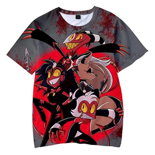 Anime T-Shirt Helluva Boss 3D O-Neck T-Shirt Männer Frauen Kurzarm Harajuku Streetwear Cartoon Helluva Boss 2 Lustige Jungen Mädchen Tops von East-hai-buy