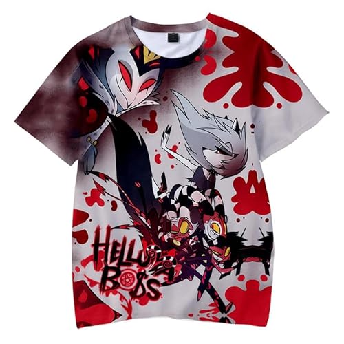 Anime T-Shirt Helluva Boss 3D O-Neck T-Shirt Männer Frauen Kurzarm Harajuku Streetwear Cartoon Helluva Boss 2 Lustige Jungen Mädchen Tops von East-hai-buy