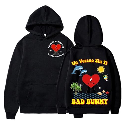 East-hai-buy 2022 Bad Bunny UN Verano SIN TI Print Hoodie Streetwear Übergroße Langarm-Sweatshirts Unisex Herren Trainingsanzug von East-hai-buy