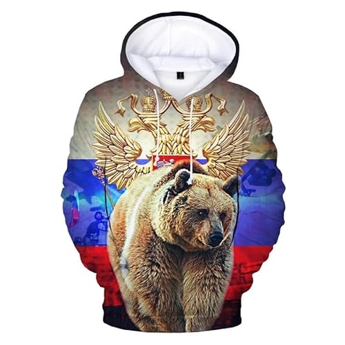 East-hai-buy 3D Russland Bär Russische Flagge Gedruckt Hoodie Sweatshirts Männer Jacke Mantel Mode Lässig Übergroßen Pullover Top Harajuku Streetwear color3,M von East-hai-buy