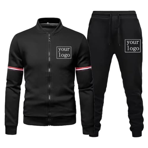 East-hai-buy Benutzerdefinierte Herrenjacke und Jogginghose 2-teilige Anzüge, Reißverschluss Mantel Personalisierter Trainingsanzug Ihr Eigenes Design Logo DIY Druck Sport-Outwear Color1,S von East-hai-buy