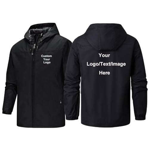 East-hai-buy Benutzerdefinierte Ihr Logo Jacken Personalisierten Text/Bild Wasserdicht Hoodie Winddicht Jacke Männer Mode Freien Bergwandern Mantel Color3,M von East-hai-buy