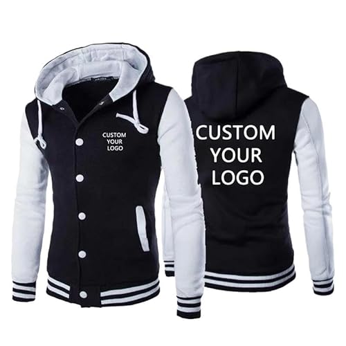 East-hai-buy Benutzerdefinierte Logo Text Herren Hoodie Jacke Personalisierter Pullover Hoodie Entwerfen Sie Ihren Eigenen Kapuzen-Sweatshirt Slim Fit Mantel color3,L von East-hai-buy