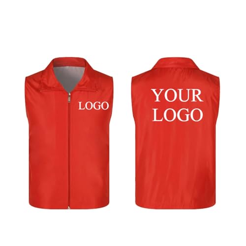 East-hai-buy Benutzerdefinierte Logo Weste Personalisierte Bild/Text Weste Sommer Ärmellose Dünne Atmungsaktive Uniform Arbeitskleidung Männer Frauen Casual Jacke Mantel Color9,L von East-hai-buy