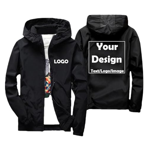 East-hai-buy Benutzerdefinierte Logo Winddichte Jacken Personalisierte Text/Bild Windjacke Hoodie Männer Frühling Outdoor Bergwandern Mantel Color2,XL von East-hai-buy