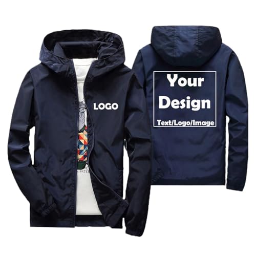 East-hai-buy Benutzerdefinierte Logo Winddichte Jacken Personalisierte Text/Bild Windjacke Hoodie Männer Frühling Outdoor Bergwandern Mantel Color3,L von East-hai-buy