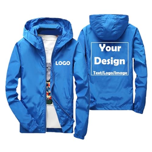 East-hai-buy Benutzerdefinierte Logo Winddichte Jacken Personalisierte Text/Bild Windjacke Hoodie Männer Frühling Outdoor Bergwandern Mantel Color4,S von East-hai-buy