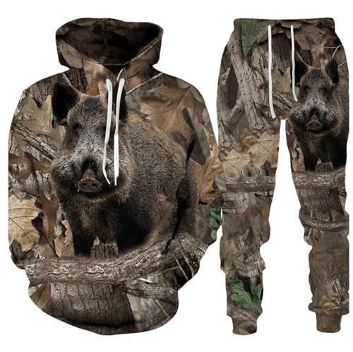 East-hai-buy Casual Camouflage Jagd Tier Wildschwein 3D Hoodie Sweatshirt Männer Trainingsanzug 2 Stück Set Sportwear Männer Kleidung Anzug color2,3XL von East-hai-buy