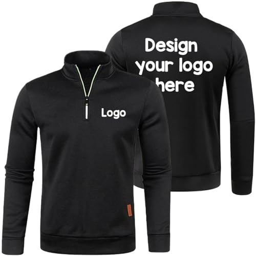 East-hai-buy DIY Herren Sweatshirts Individuelles Logo Pullover Ihr Eigenes Design Text/Bild Frühling Herbst Winter Kragen Pullover Langarm Mantel Top Black,S von East-hai-buy