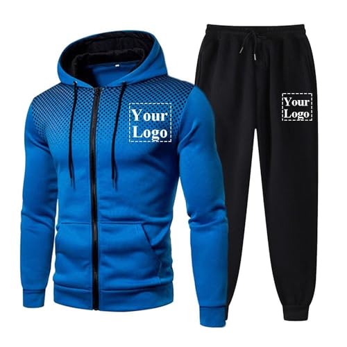 East-hai-buy DIY Herren Trainingsanzug Entwerfen Sie Ihr Eigenes Foto Oder Logo Individuelles Hoodie und Jogginghose Personalisiertes Modisches Sweatshirt-Set mit Reißverschluss color2,XL von East-hai-buy