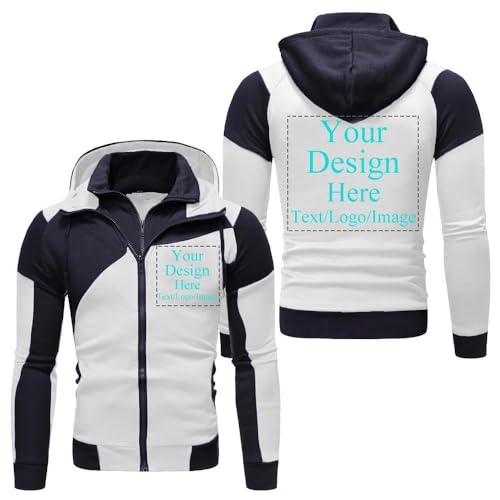 East-hai-buy DIY Hoodies Benutzerdefinierte Personalisierte Männer Reißverschluss Sweatshirt Drucken Sie Ihr Eigenes Design Foto/Logo Jacke Patchwork Mantel color3,M von East-hai-buy