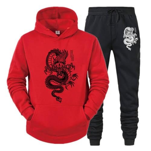 East-hai-buy Drachen Druck Männer Trainingsanzug Set Casual Hoodie und Hosen 2 Stücke Sets Frühling Winter Mode Sweatshirt Pullover Männer Kleidung color2,M von East-hai-buy