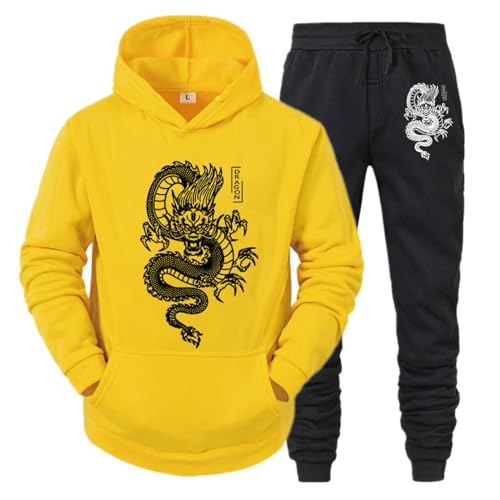 East-hai-buy Drachen Druck Männer Trainingsanzug Set Casual Hoodie und Hosen 2 Stücke Sets Frühling Winter Mode Sweatshirt Pullover Männer Kleidung color3,XL von East-hai-buy