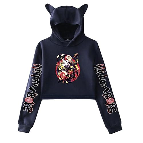 East-hai-buy Helluva Boss Pullover Damen Cropped Hoodie Crop Top Frauen Hoodie Harajuku Streetwear 2022 Anime Mädchen Kapuzenpullover Kleidung von East-hai-buy